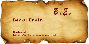 Berky Ervin névjegykártya