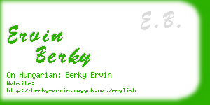 ervin berky business card